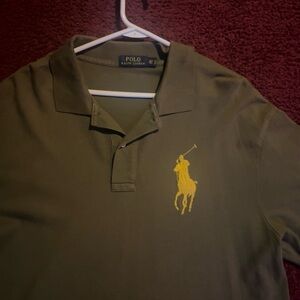 Ralph Lauren Olive Green Polo Shirt with Yellow Logo